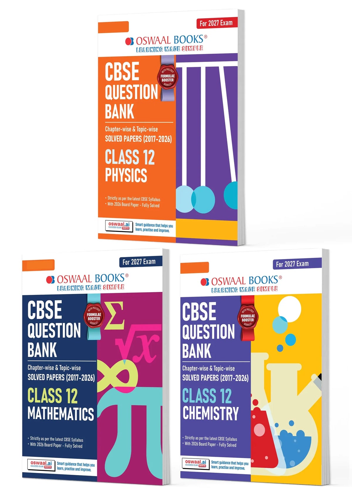 Oswaal CBSE Class 12 15 Sample Question Papers — Science (PCM) Set of 3