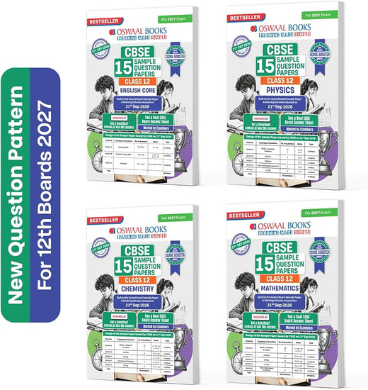 Oswaal CBSE Class 12 Question Bank Set of 4 — Physics, Chemistry, Mathematics & English Core